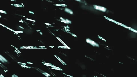 Glitching digital fragments streak through darkness, forming fast abstract mo Video stock 332802101
