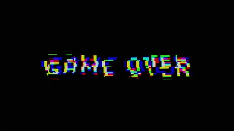 Glitching Game Over text animation on a black background. Stock Footage 178595957