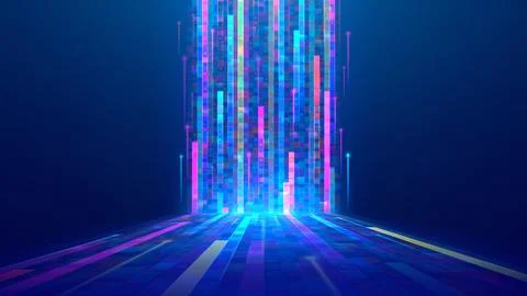 Glitching glowing flow of digital data Stock Illustration