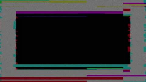 Glitching grey static noise and RGB border animation on a black background Stock Footage 221419778