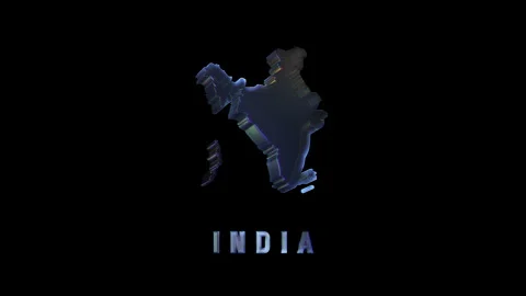 Glitching hologram of india map on black background Stock Footage 317688481