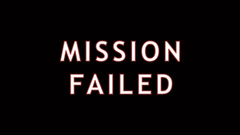 Glitching Mission Failed Text Displayed With Electronic Static During Digit.. Stock Footage 344037081