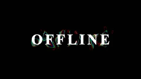 Glitching Offline Text Animation with Digital Distortion Over Black Backgroun Stock Footage 343475574