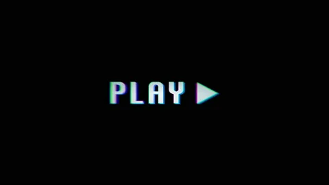 Glitching Play icon animation on a black background Stock Footage 153409069