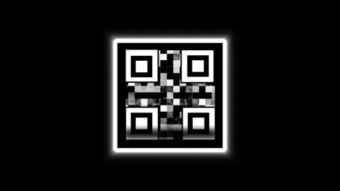 Glitching QR Code with Neon Outline on animated Black Background QR code di.. Stock Footage 330476396