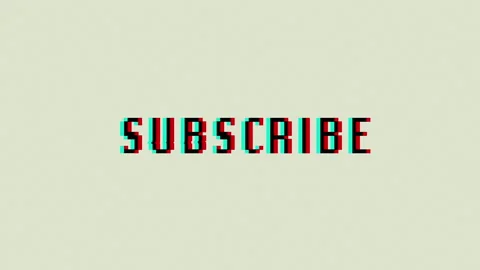 Glitching subscribe text on a light background, retro arcade effect Stock Footage 221416157