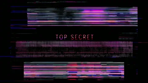 Glitching top secret text overlay with neon scan lines on black background .. Stock-Footage 342047047