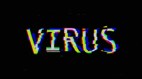 Glitching virus warning text animation, with dark glitching background Stock Footage 173494047