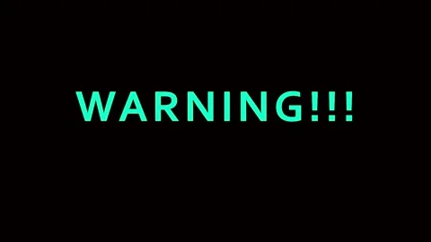 Glitching Warning Text with Digital Distortion Over Black Background Cinema.. Video stock 343413217