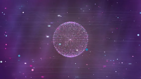 Glitchy Ball Abstract Background With Digital Particles Spinning Around Stock Footage 331940984