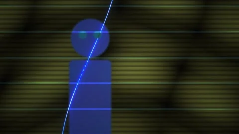 Glitchy blue humanoid figure on distorted background. Stock Footage 336229026