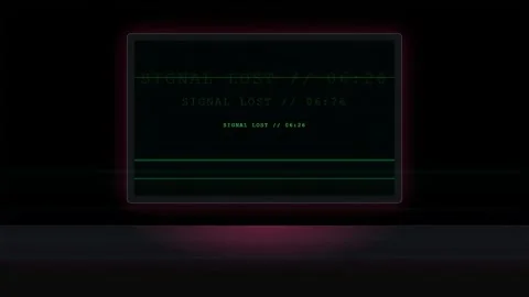 Glitchy computer screen displaying system failure warning with digital noise Stock Footage 343156554