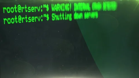 Glitchy computer screen, hacked system, database connection lost, servers down Stock Footage 107860359