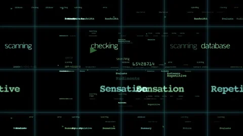 Glitchy Data Scanning Interface With Errors, Digital Grid Background Видео 332672526