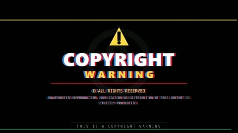 Glitchy Digital Copyright Warning Screen with RGB Split Effect on Black Видео 345752466