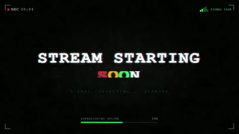 Glitchy Digital Screen with Stream Starting Soon Text and Loading Progress Bar Stock Footage 345761830