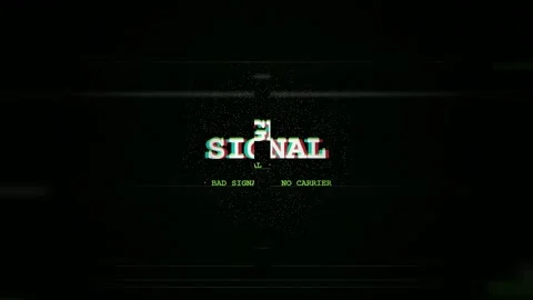 Glitchy digital signal loss effect with static noise and distorted text on Stock Footage 345761116