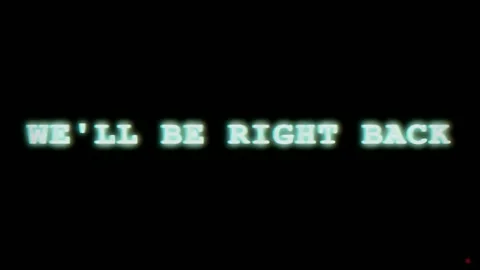 Glitchy Digital Text Reading We Will Be Right Back on a Black Background Stock Footage 345763378