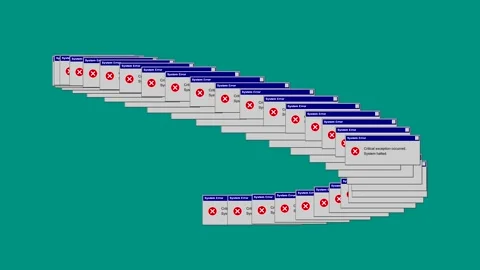 Glitchy error windows piling up animation stock footage Stock Footage 346838191