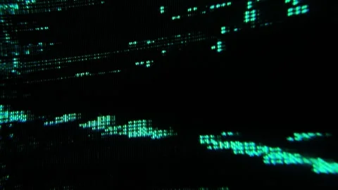 Glitchy green pixels flaoting and resetting, flickering blocks scattered on Stock Footage 341699775