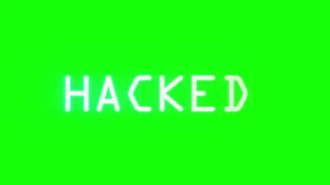 Glitchy HACKED Text Warning Animation on Green Screen Chroma Key Stock Footage 334364216