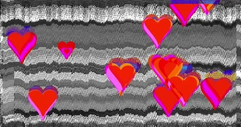 Glitchy hearts animation Stock Footage 170041517