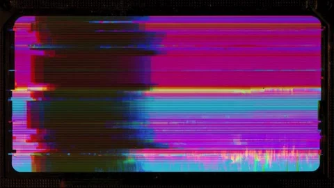 Glitchy horizontal color bars shifting across retro monitor triptych seamle.. 库存影片 339791403