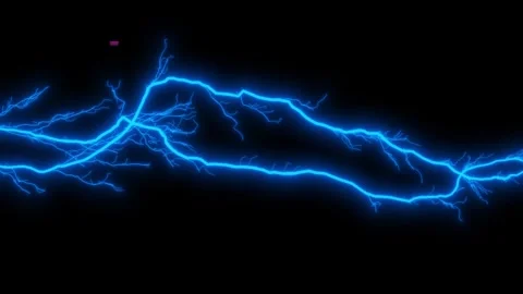 Glitchy image of a blue lightning bolt on a black background. Stock Footage 246315860