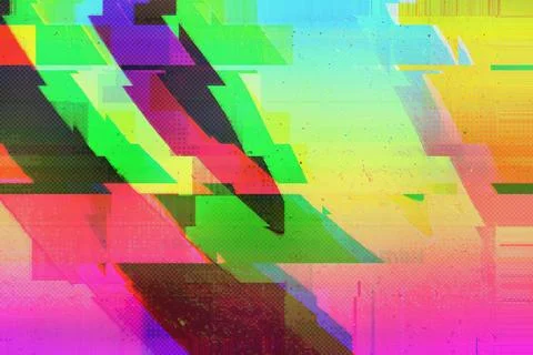 Glitchy Neon Abstract Pattern in 80s, Y2K Style with Fluorescent Colors 스톡 일러스트