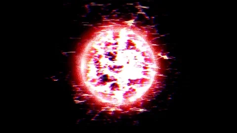 Glitchy Red Glowing Energy Sphere Star Stock Footage 340529237