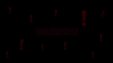 Glitchy red warning text and alert symbols on black background Stock Footage 339827796