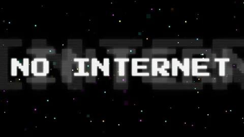 Glitchy Retro Pixel Art Animation of No Internet Text on Black Background with Stock Footage 343164326