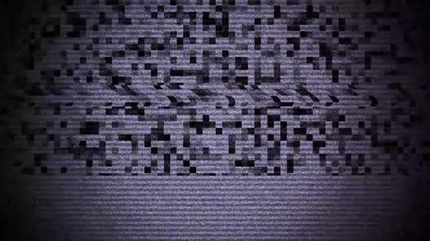Glitchy screen with distorted pixels. Stockbeeldmateriaal 334186952