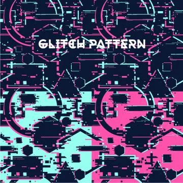 Glitchy seamless pattern. Abstract texture with glitch effect. Surface with 스톡 일러스트