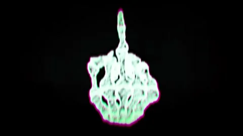 Glitchy Skeleton Middle Finger Gesture Animation Stock Footage 304266790