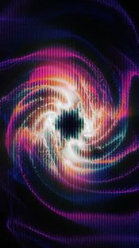 Glitchy spiral particle vortex abstract background Stock Illustration