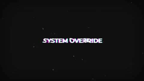 Glitchy system override text animation on dark noisy background Stock Footage 336254341