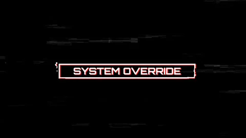 Glitchy system override text animation on black background Stock Footage 339406766