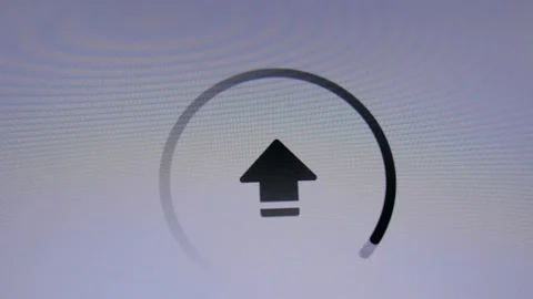 Glitchy upload icon on screen with large copy space Stockbeeldmateriaal 331791569