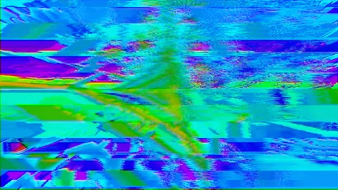 Glitchy vintage sci-fi psychedelic shimmering background. Motion graphic video. Video stock 233381860