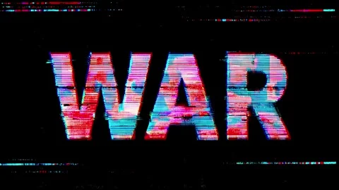 Glitchy war text animation with digital distortion effects Stock Footage 318776723
