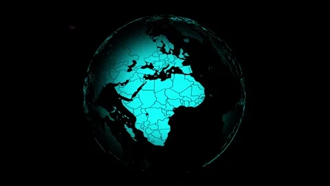 Glitchy world map. Glitches distort the image of a transparent holographic globe Stock Footage 249233663
