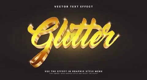 Glitter 3D editable text effect Template Illustrazione stock