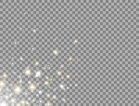 Glitter and glowing light effect. Magic particles splash. Star burst with gol Stock Illustration