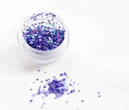 Glitter and sequins for nail design and makeup. decorations for fashion Stock Photos