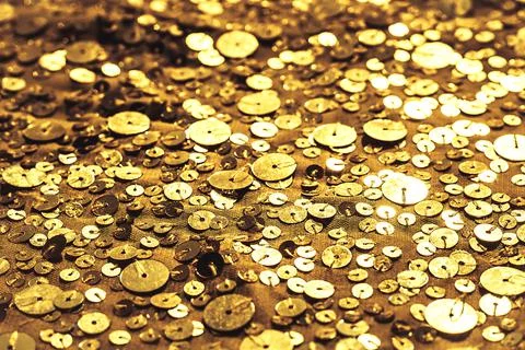 Glitter background. Fabric texture with spangles. Background sequin. Glitter  Stock Photos