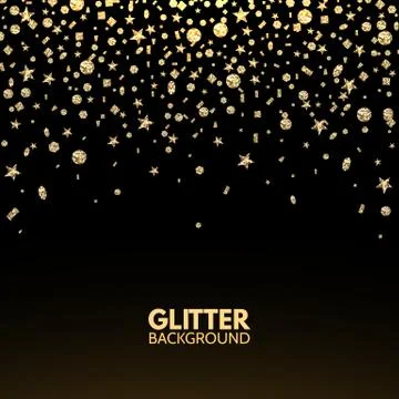 Glitter background. Falling gold glitter confetti. Luxury Christmas greeting  Stock Illustration