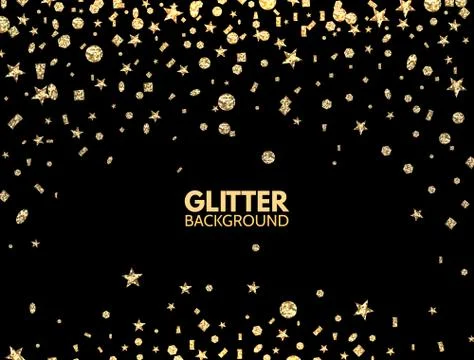 Glitter background. Falling gold glitter confetti. Luxury Christmas greeting  Stock Illustration