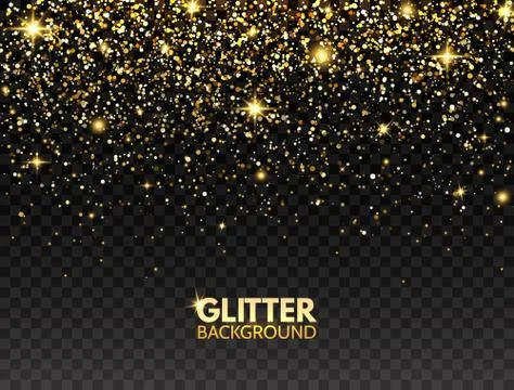 Glitter background. Gold glitter particles effect for luxury greeting card. S Stock Illustration