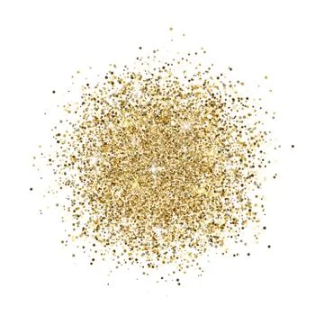 Glitter background. Gold glitter splash on white background. Bright dust spar Stock Illustration